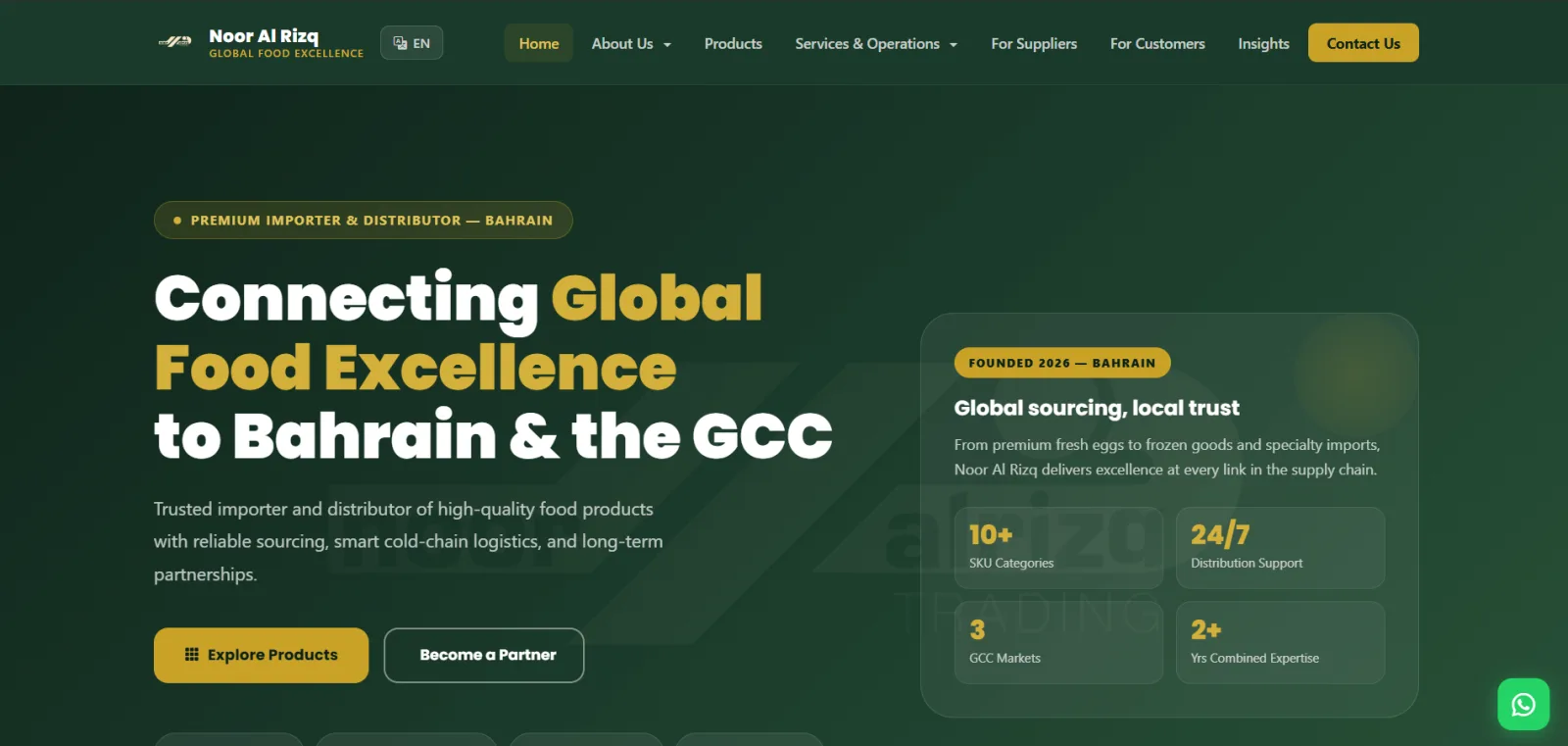 Noor Al Rizq — Corporate Website for a Bahrain Food Importer